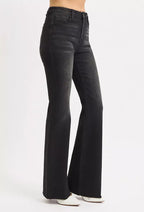 Sarah Express Women’s Plus Size High Rise Raw Hem Flare Jeans
