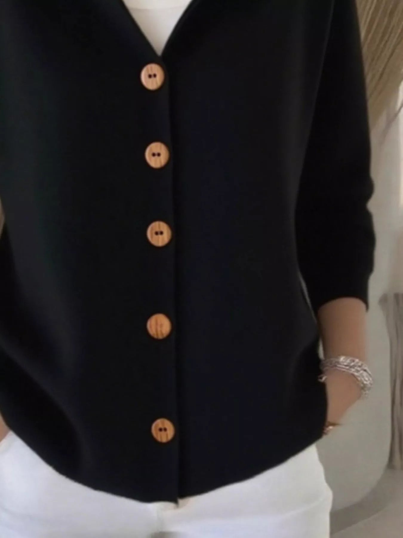 Sarah Express Women's Hooded Button-Down Knit Cardigan