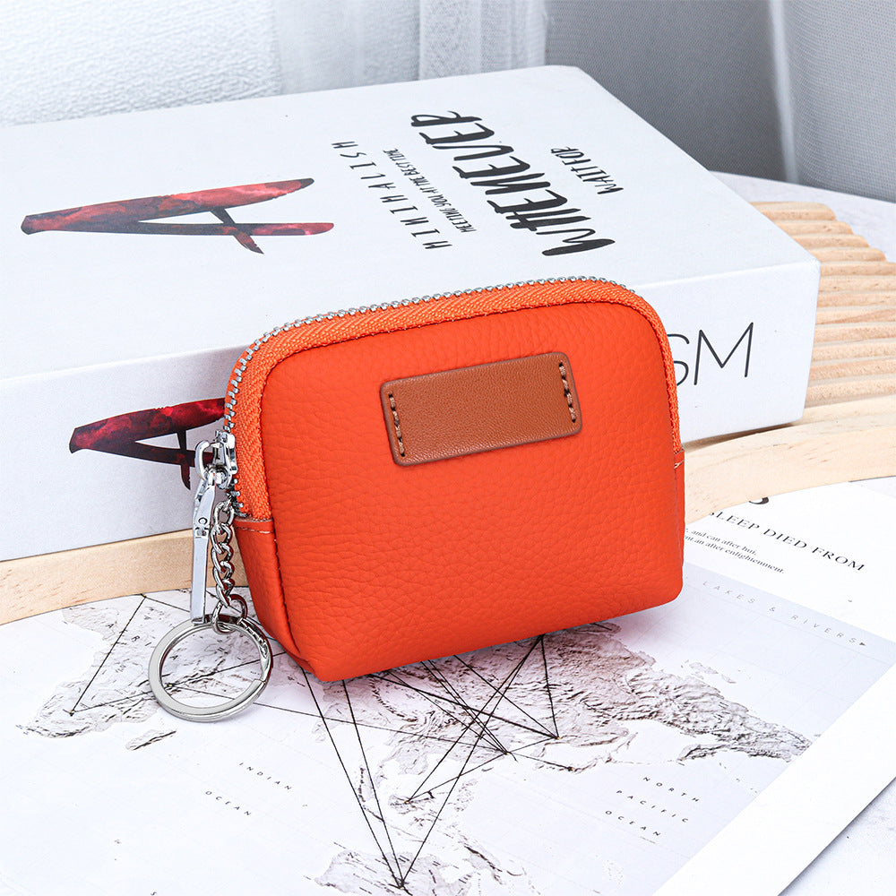 Sarah Express Mini Genuine Leather Wallet for Women – Slim Compact Bifold Card Holder Orange