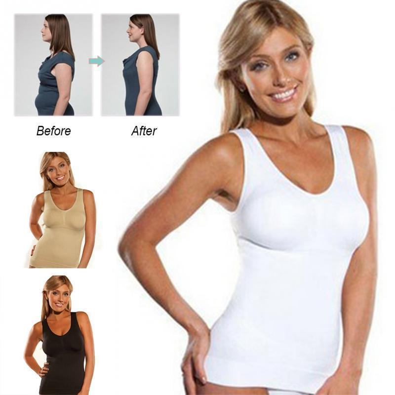Sarah Express Women's Body Sculpting Tank Top Cami Shaper Compression U-Neck Shapewear