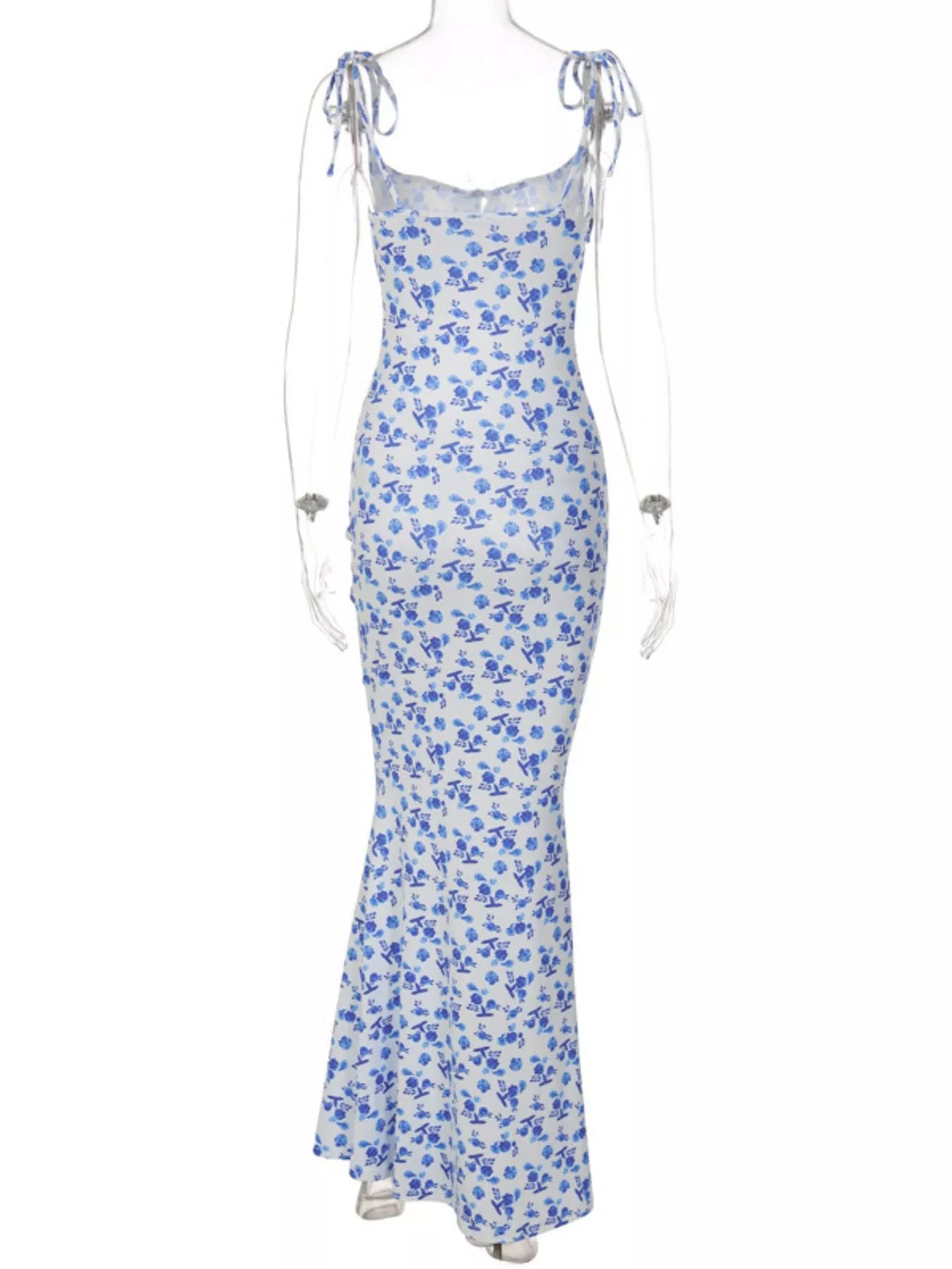 Sarah Express Women's Floral Print Tie Strap Bodycon Maxi Dress