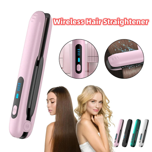 Sarah Express Wireless Hair Straightener Cordless Iron 2-in-1 Curler - Portable USB Rechargeable 5000mAh Battery 4 Heat Settings