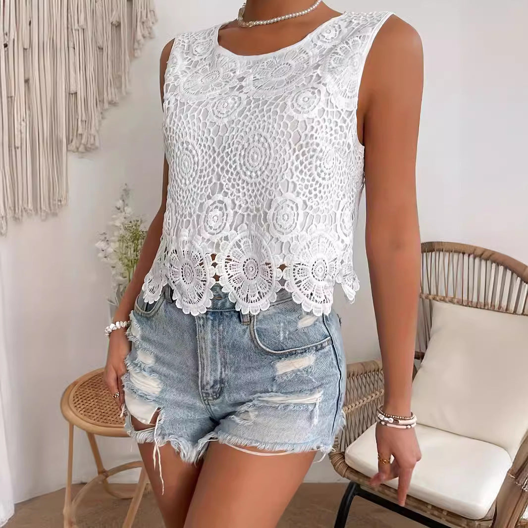 Sarah Express Women's Sleeveless Lace Camisole Top White Layering Tank