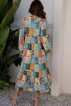 Sarah Express Women's Floral Checkered V-Neck Dress