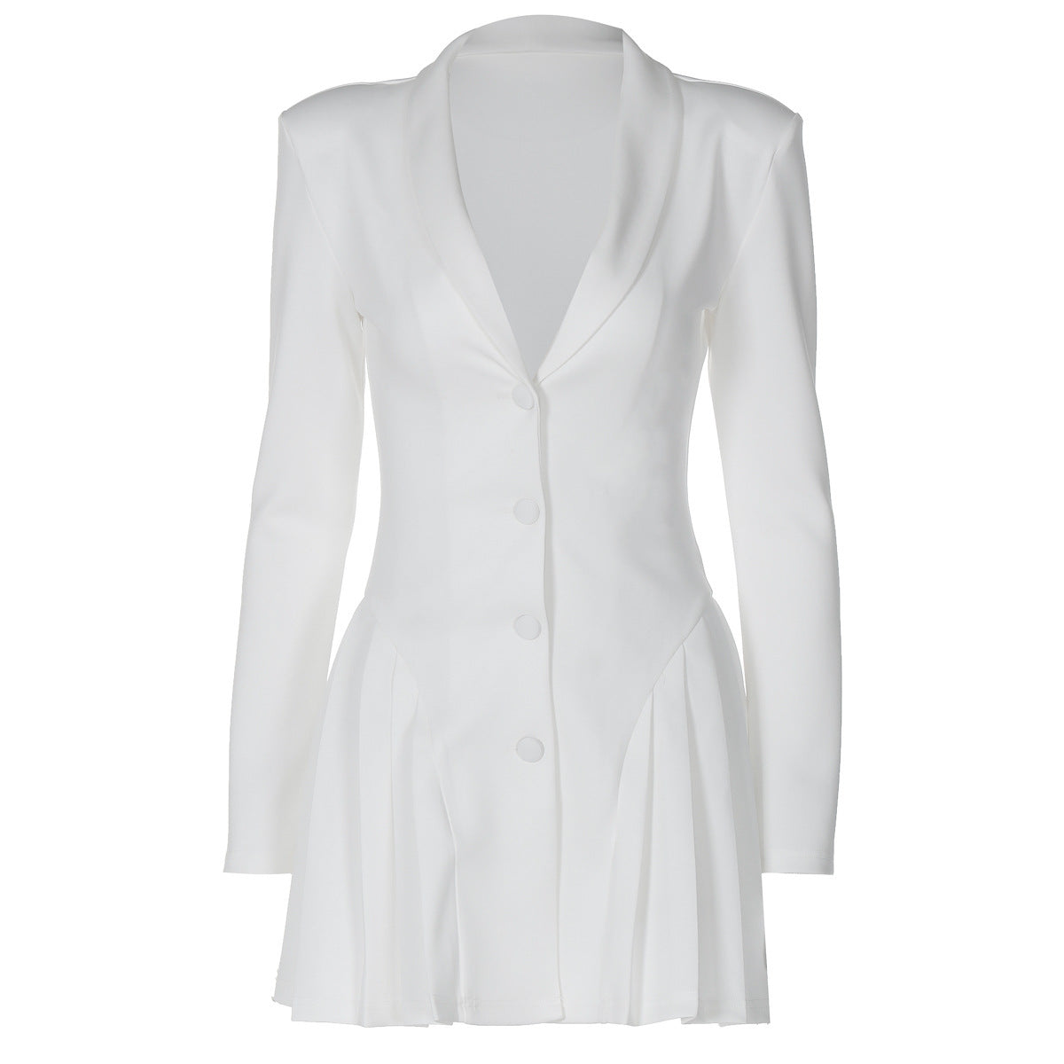 Sarah Express Women's Deep V-Neck Button Front Ruffled Mini Cardigan Dress
