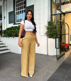 Women's High Waist Wide-Leg Straight Pants