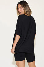 Women's Plus Size V-Neck T-Shirt & Shorts Lounge Set | Fast Shipping
