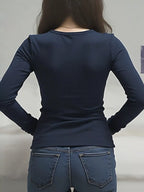 Sarah Express Women's Long Sleeve T-Shirt with Lace Detail