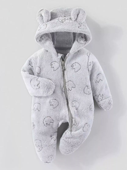 Sarah Express Children's Plush Hooded One-Piece Gray