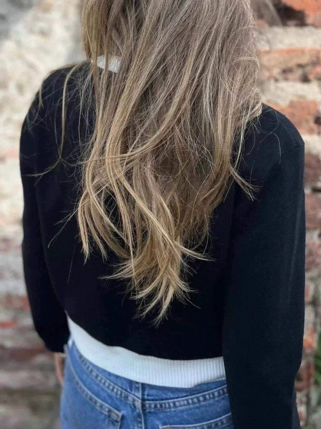 Sarah Express Women's Contrast Trim Button Up Cardigan - Ribbed Knit Sweater