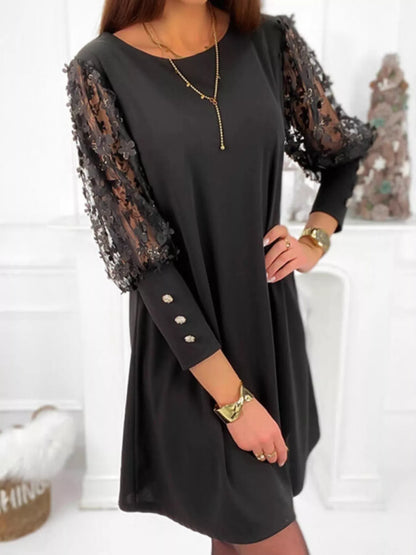 Sarah Express Women's Floral Lace Sleeve Mini Dress