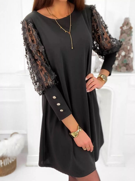 Sarah Express Women's Floral Lace Sleeve Mini Dress