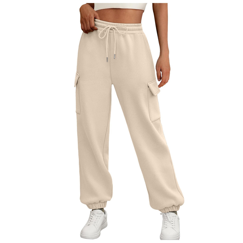 Sarah Express Women's Fleece Lined Baggy Joggers - High Waist Cargo Sweatpants Fall Winter Plus Size