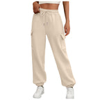 Sarah Express Women's Fleece Lined Baggy Joggers - High Waist Cargo Sweatpants Fall Winter Plus Size