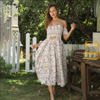Sarah Express Women's Off Shoulder Floral Maxi Dress Strapless Elegant Summer