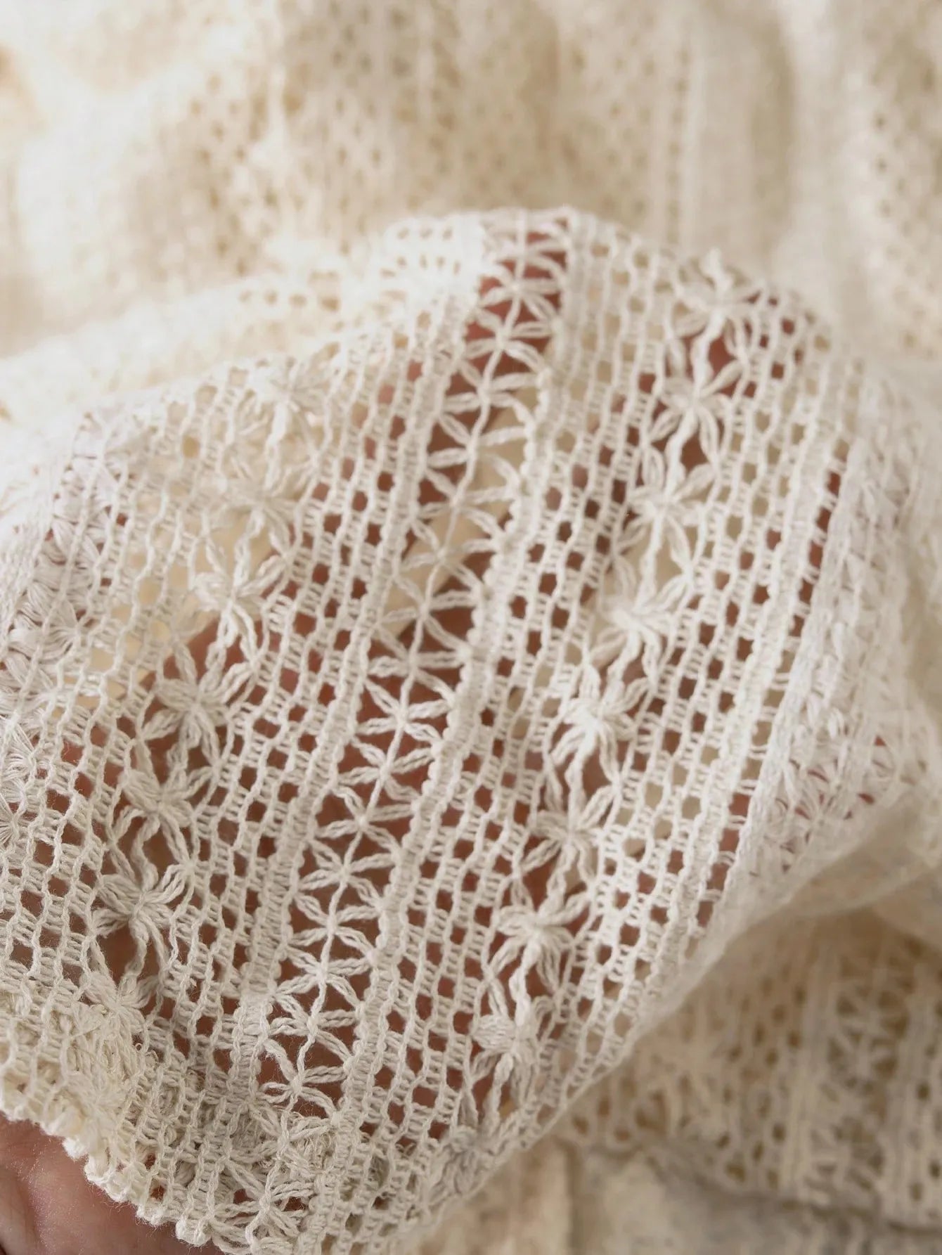 Sarah Express Women's Crochet Notched Button-Front Shirt