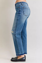 Sarah Express Women’s Plus Size Distressed Boyfriend Jeans with Patch & Repair
