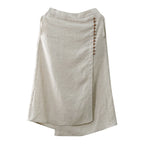 Sarah Express Women's A-Line Linen Skirt Artistic Irregular Stitching Mid-Length