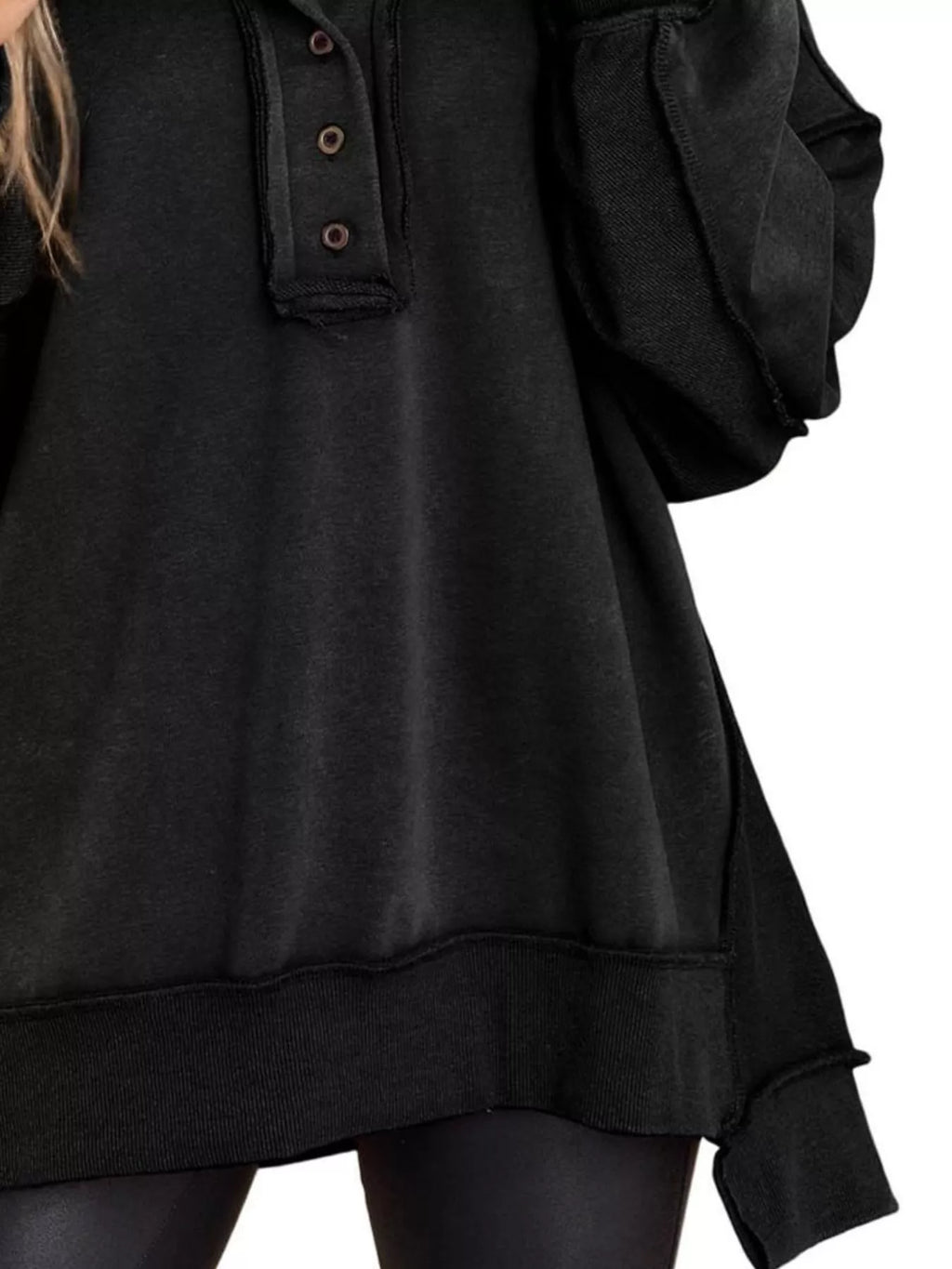 Sarah Express Women's Half Snap Long Sleeve Sweatshirt