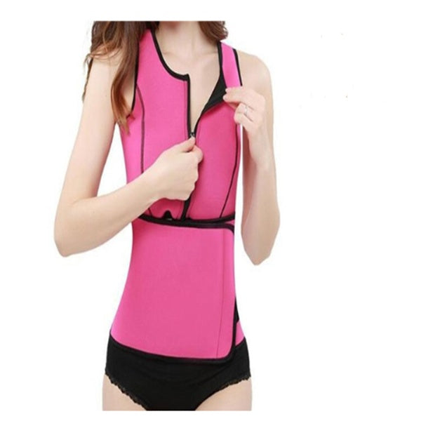 Sarah Express Women's Neoprene Body Sculpting Waist Trainer Vest Zipper Front Sports Waistcoat