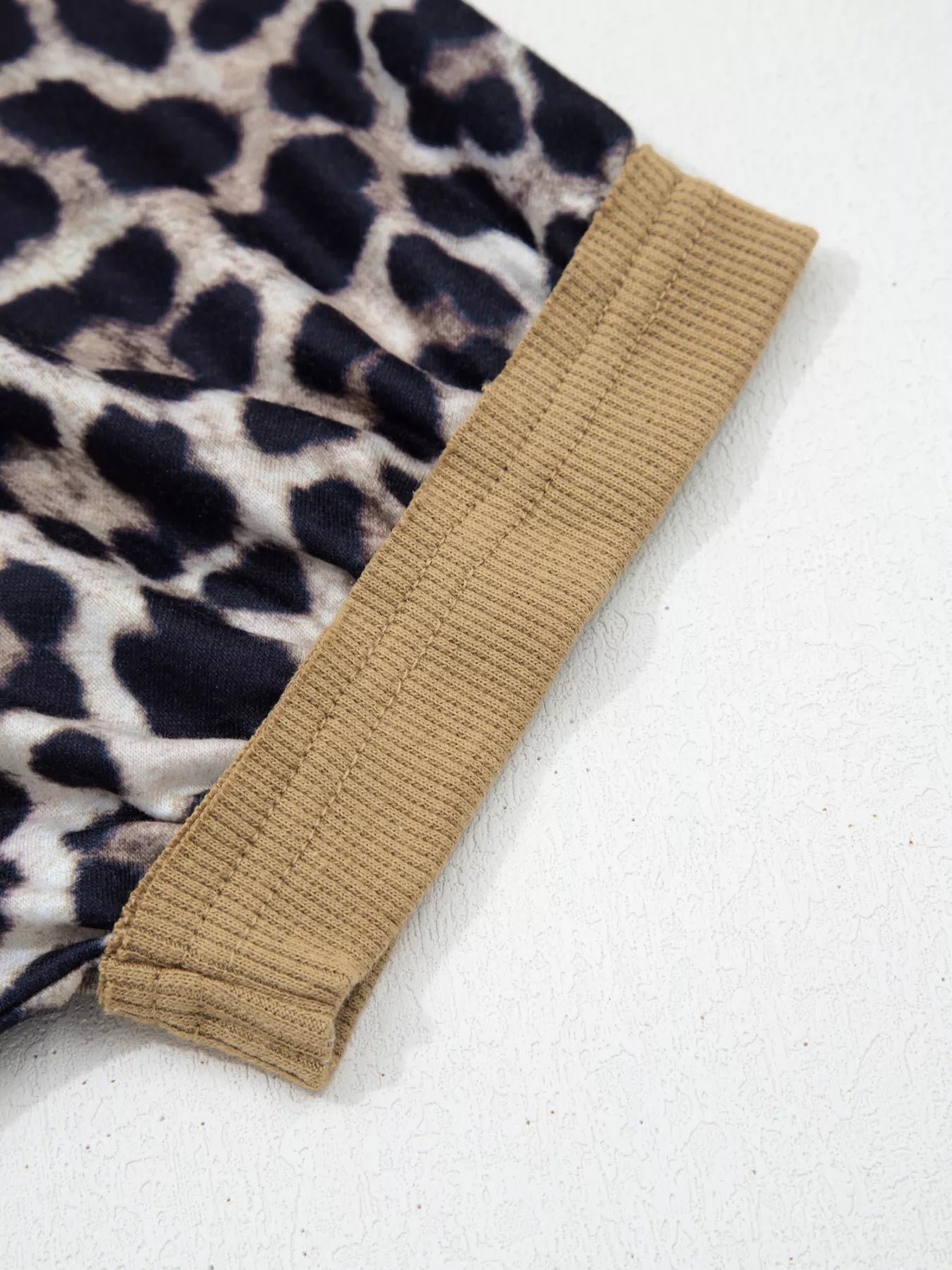 Sarah Express Women's Leopard Print Color Block Round Neck Top