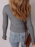 Sarah Express Women's Ribbed Button-Up Cardigan