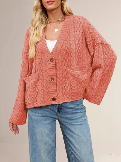 Sarah Express Women's Cable Knit Button-Down Cardigan