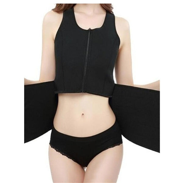 Sarah Express Women's Neoprene Body Sculpting Waist Trainer Vest Zipper Front Sports Waistcoat