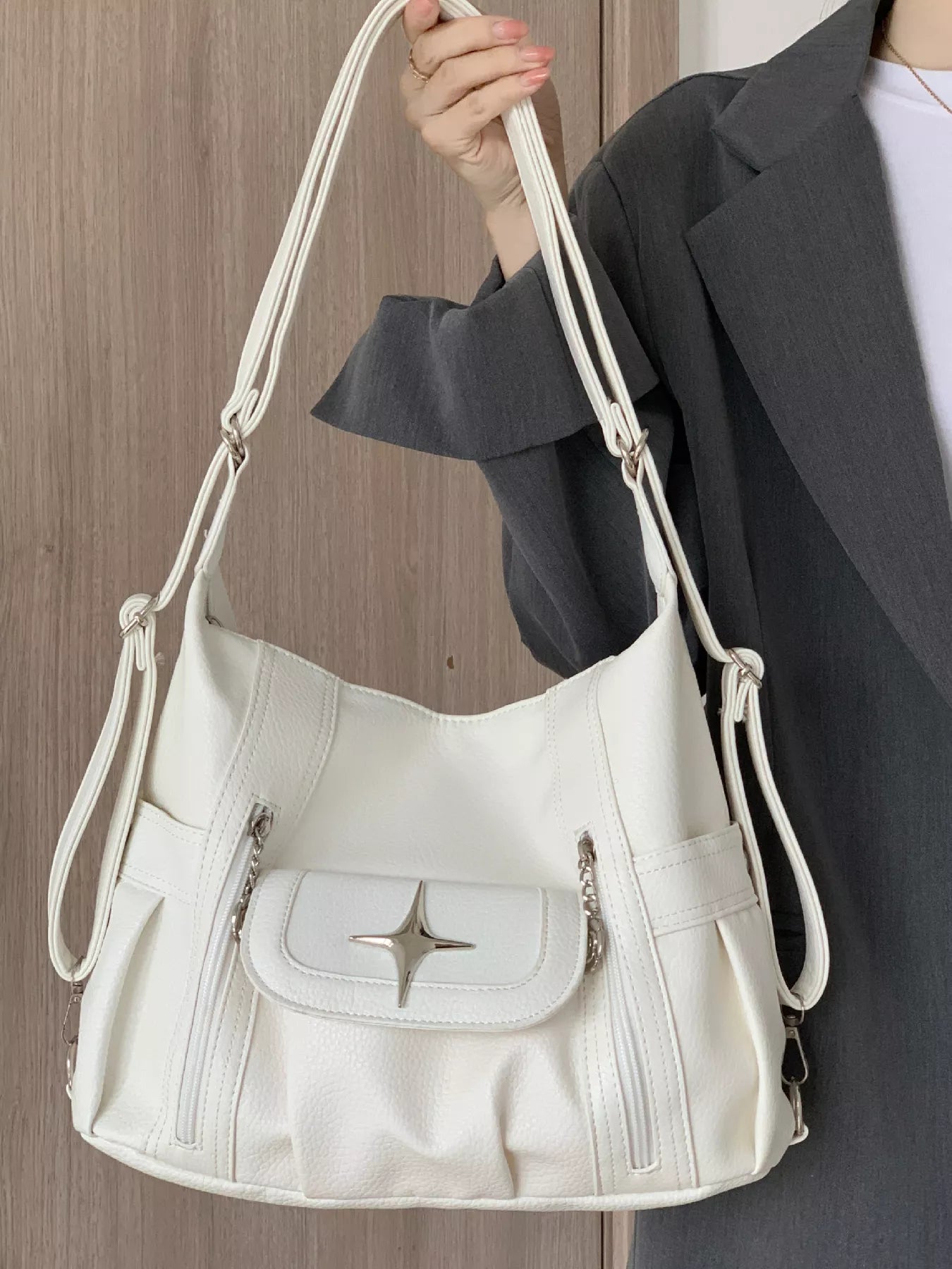 Sarah Express Women's Adjustable Strap Star Decor Convertible Crossbody Bag