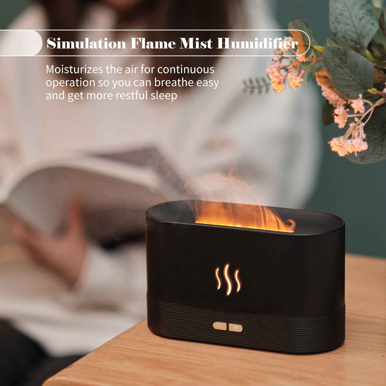 Sarah Express Flame Effect Aroma Diffuser Humidifier with LED Light - Ultrasonic Essential Oil Diffuser for Home Office Spa Yoga