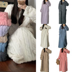 Sarah Express Women's Coral Fleece Nightgown - Long Sleeve Winter Sleep Dress with Pockets - Warm Loungewear