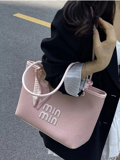 Sarah Express Women's Woven-Texture Tote Bag Pink ONESIZE