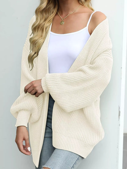 Sarah Express Women's Chunky Knit Open Front Cardigan Beige
