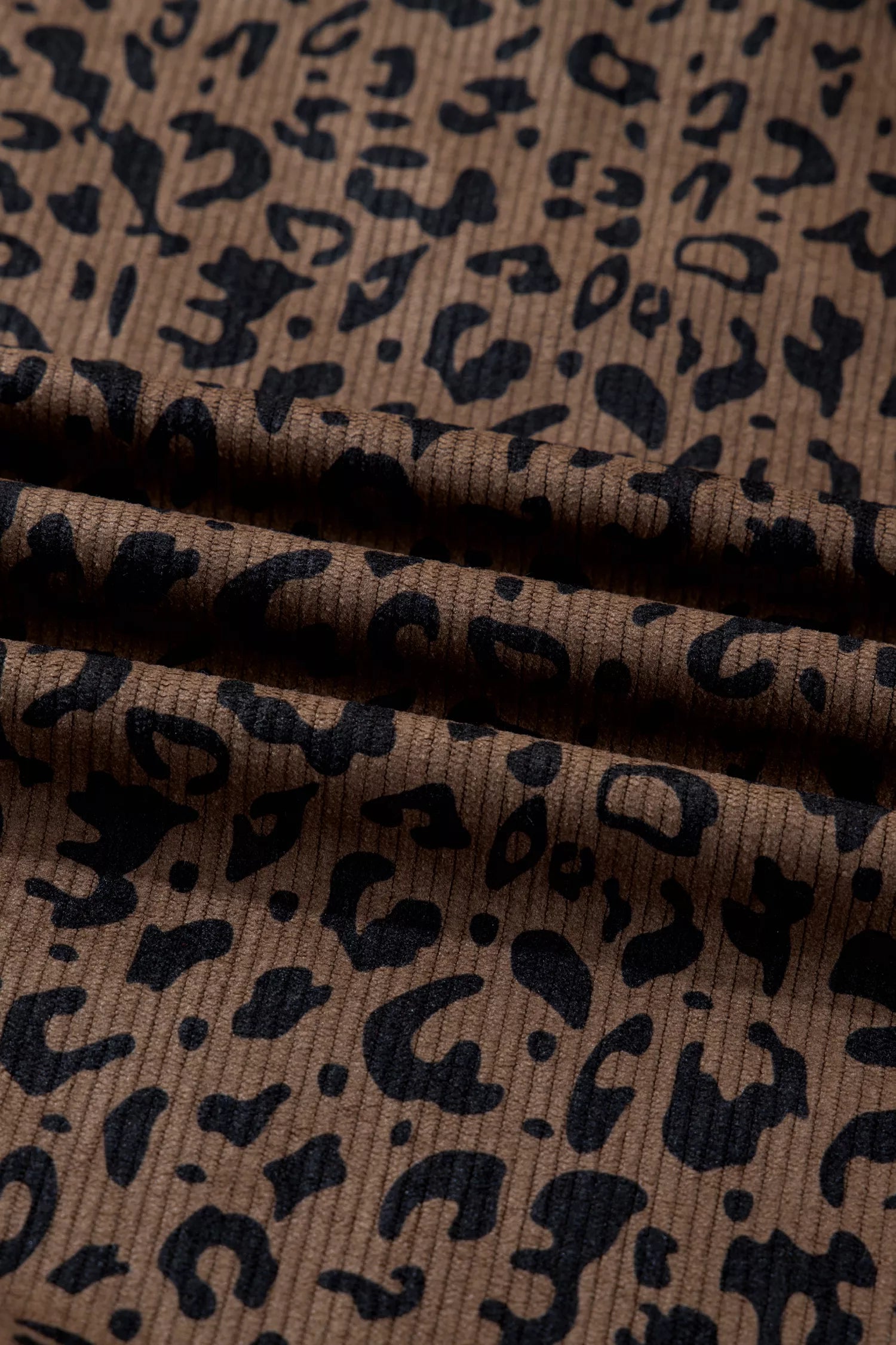 Sarah Express Women's Leopard Print Quarter Zip Corduroy Sweatshirt