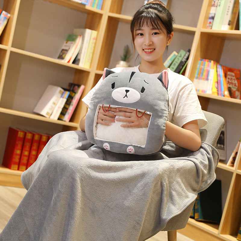 Sarah Express Multifunctional Hand Warmer Pillow with Phone Pocket & Blanket - Plush Winter Comfort Cushion