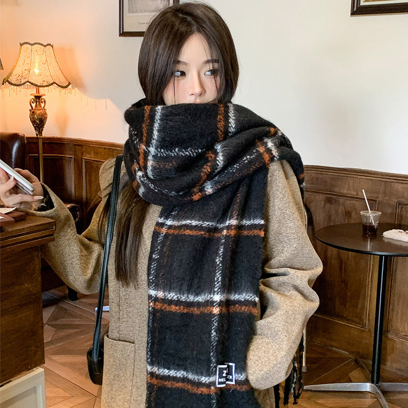 Sarah Express Women's Plaid Print Scarf Warm Imitation Cashmere Neck Wrap Winter Fall Accessory