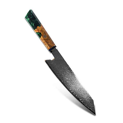 Sarah Express Premium Damascus Steel Chef Knife - Professional Japanese Kitchen Knife 8.1 Inch Green 34.7cm