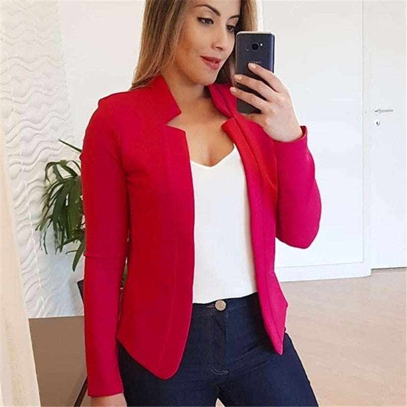 Sarah Express Women's Professional Blazer Casual Suit Collar Long Sleeve Jacket