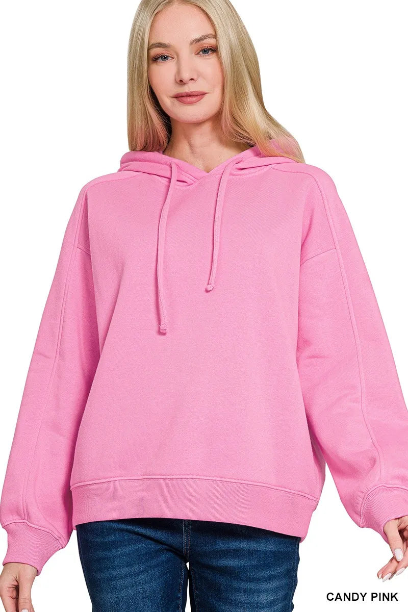 Sarah Express Women's Drawstring Relaxed Fit Fleece Hoodie CANDY PINK