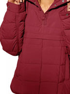 Sarah Express Women's Quarter Snap Hooded Puffer Jacket