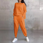 Sarah Express Women's Long Sleeve Round Neck Top and Harem Pants Two-Piece Casual Set