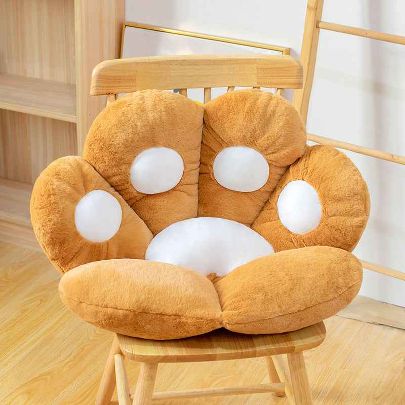 Sarah Express Plush Paw Cushion Floor Seat - Soft Filled Comfort Chair Pillow Brown
