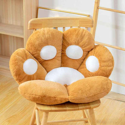 Sarah Express Plush Paw Cushion Floor Seat - Soft Filled Comfort Chair Pillow Brown