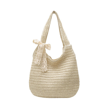 Sarah Express Woven Beach Shoulder Bag Beige