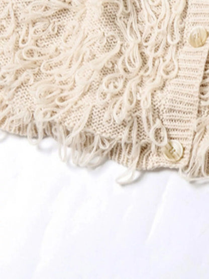 Sarah Express Women's Fringe Button Up Cardigan