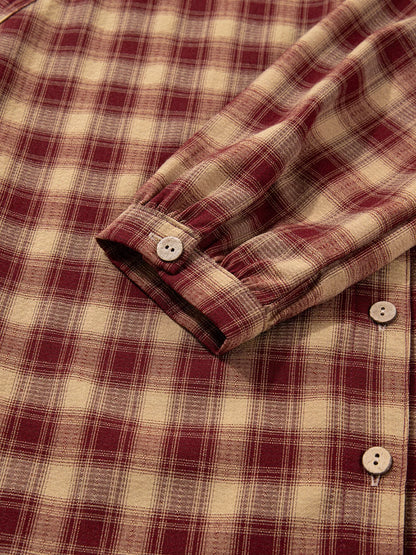 Sarah Express Women's Plaid Print Ruffled Mini Shirt Dress - Long Sleeve Button Front Patchwork Hem