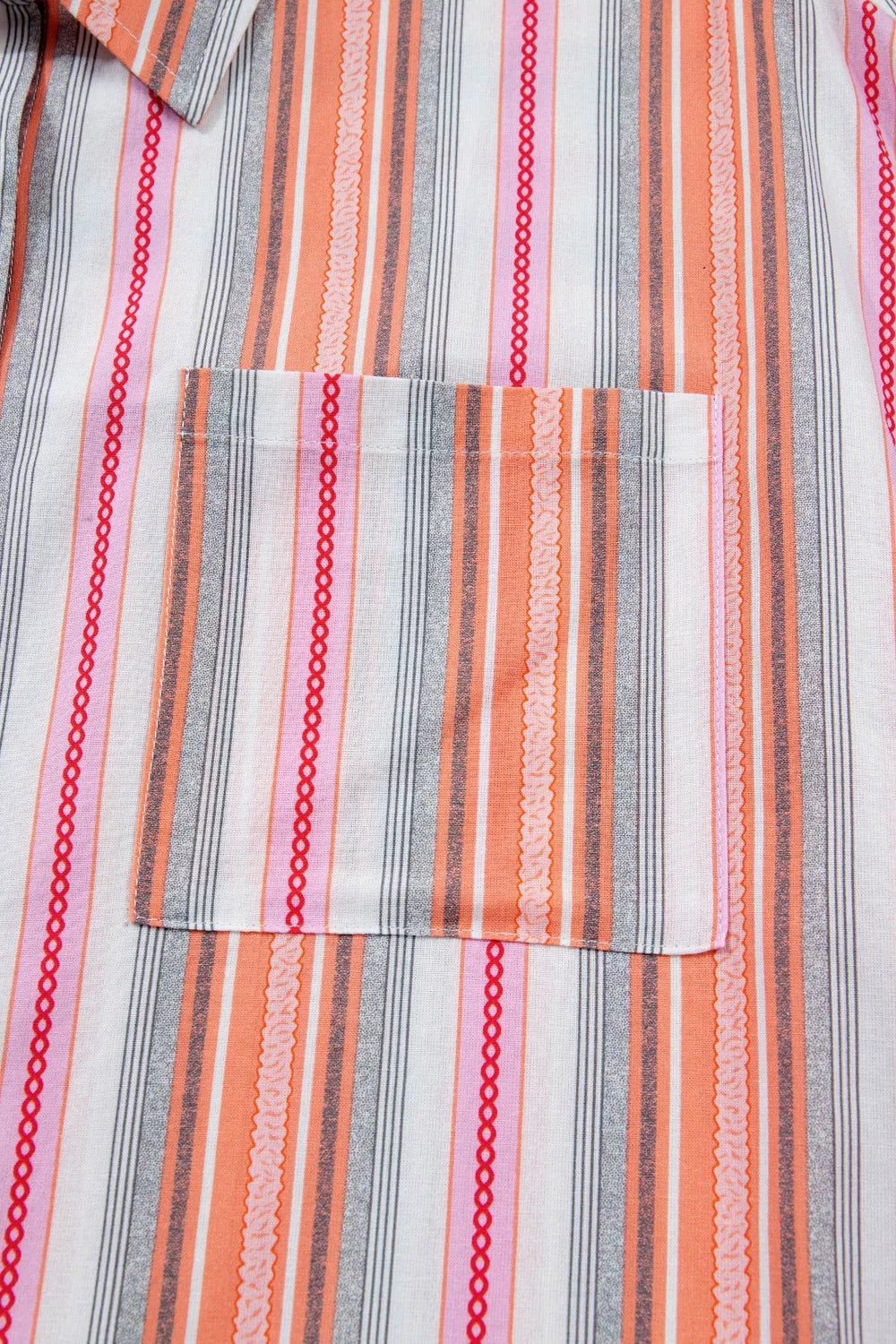 Sarah Express Women's Striped Button-Up Short Sleeve Shirt