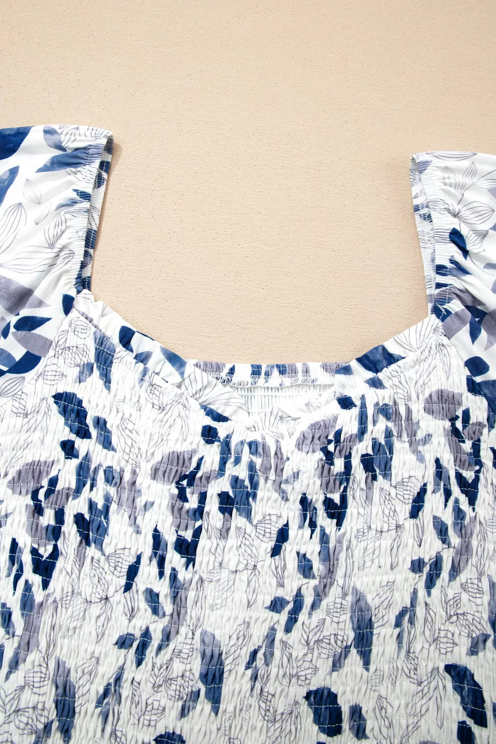 Sarah Express Women's Smocked Bodice Short Puff Sleeve Tiered Floral Midi Dress