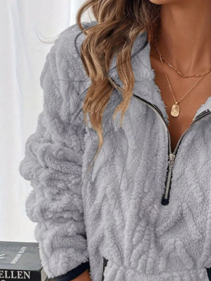 Sarah Express Women's Sherpa Half Zip Sweatshirt Plus Size