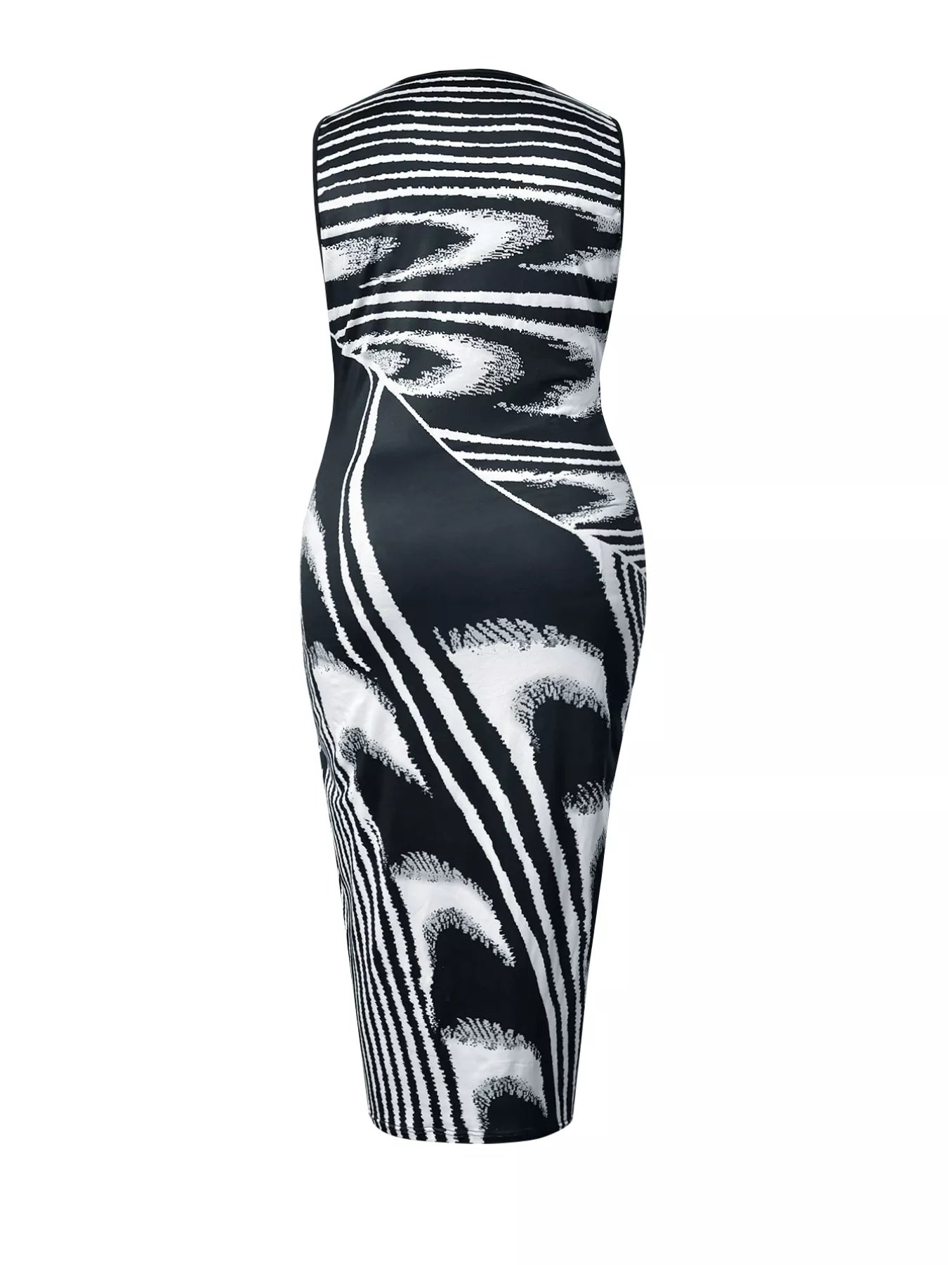 Sarah Express Women's Plus Size Sleeveless Bodycon Maxi Dress with Abstract Print